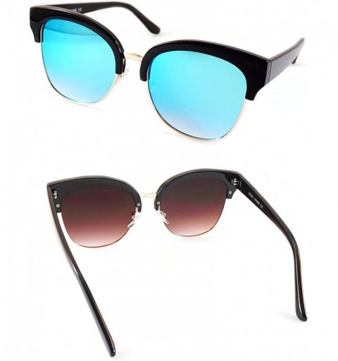 Rimless Semi-Rimless Cat-Eye Horn Rimmed Sunglasses Mirrored/Gradient/Smoke Flat Lens A009 - C2193YS50EG $8.15