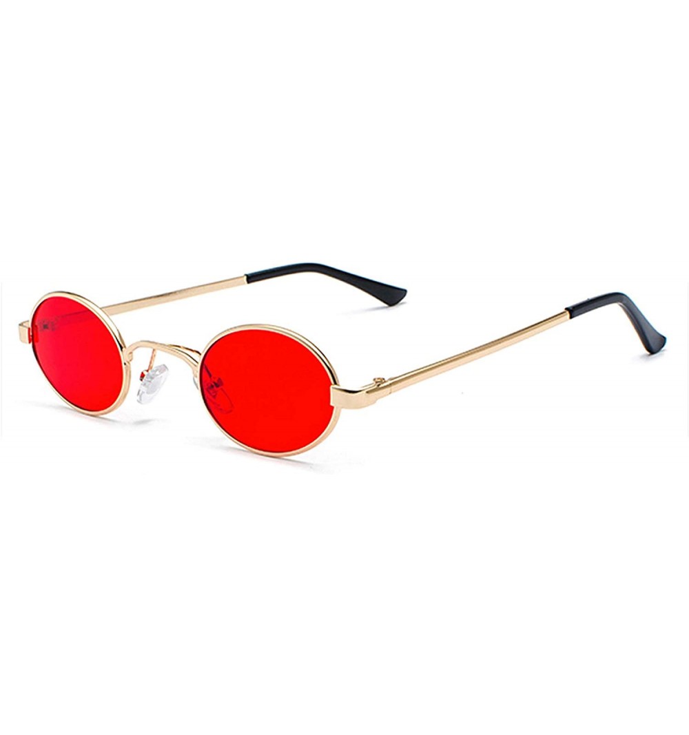 Oversized Tiny Oval Sunglasses Men Small Frame Vintage Women Sun Glasses Retro Round Decoration - Gold With Red - CB197Y6OHK8...