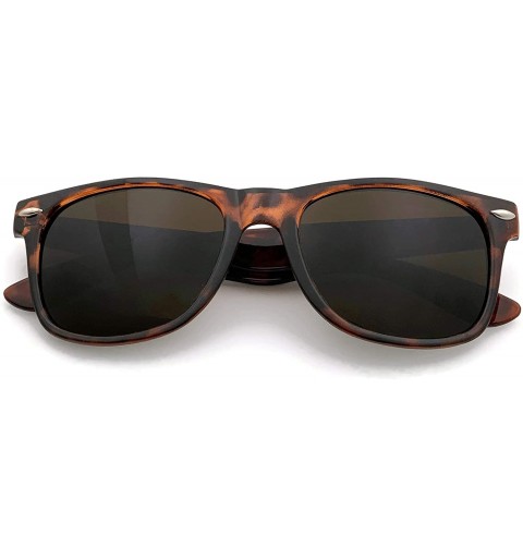 Square Super Dark Black Lens Men's Sunglasses Retro Classic 80's Stylish Trendy Shades - Tortoise - Dark Brown Lens - CA19E48...