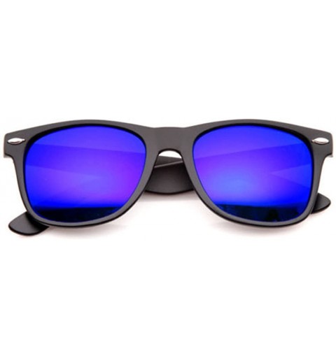 Aviator Color Mirror Lens Retro Vintage Classic Style Retro Classic Sunglasses (Blue-Mirrored - 55mm) - CP11H7QWMSF $11.18