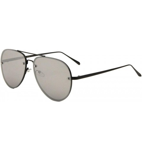 Rimless Rimless Color Mirror Lens Classic Frame Aviator Sunglasses - Grey - CE190K37HKH $17.95