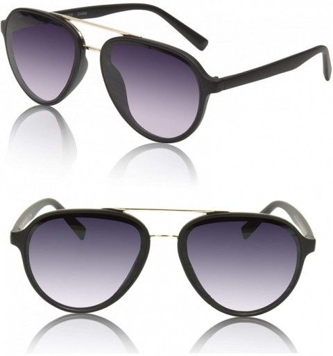 Round Aviator Sunglasses for Men and Women Plastic Frame UV400 Protection - 2 Pack Black Frame Matte Finnish - CV18SWOXSYN $3...