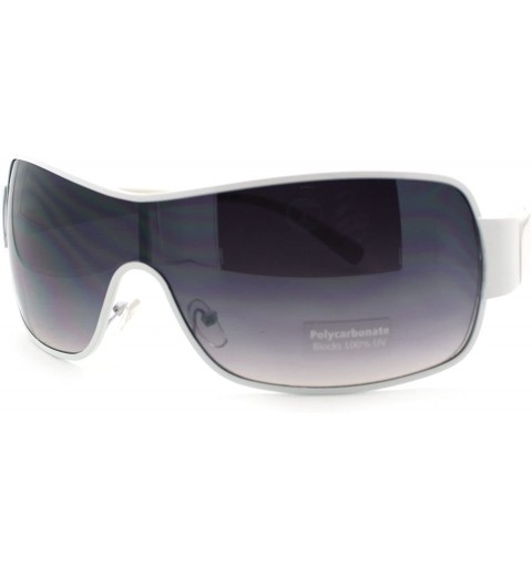 Shield Mens Oversized Rectangular Shield Designer Fashion Warp Sunglasses - White Black - CW11M3LB2HL $16.05
