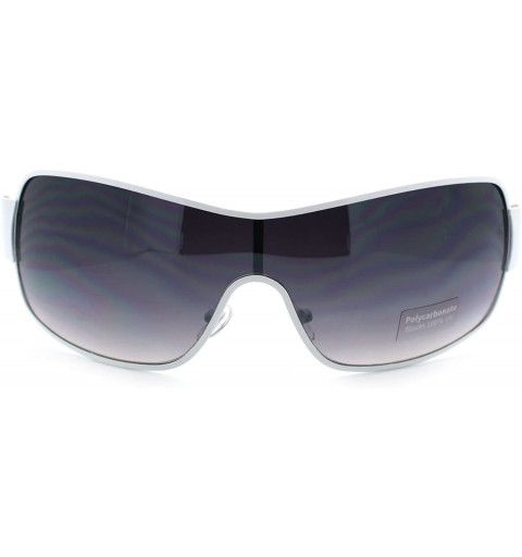 Shield Mens Oversized Rectangular Shield Designer Fashion Warp Sunglasses - White Black - CW11M3LB2HL $16.05