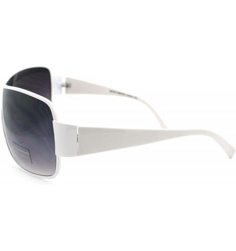 Shield Mens Oversized Rectangular Shield Designer Fashion Warp Sunglasses - White Black - CW11M3LB2HL $16.05