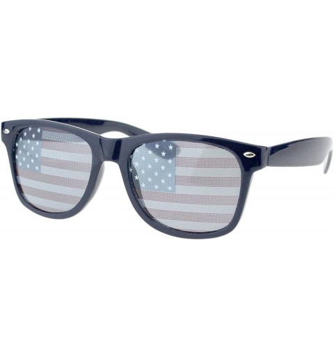 Square USA American Flag Lens Sunglasses Classic Square Frame UV 400 - Navy - CS18NUU6579 $21.81