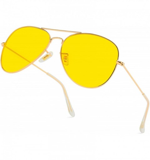 Rimless Classic Aviator Style Metal Frame Sunglasses Colored Lens - Gold Frame / Yellow Tinted Lens - CP182WEW7AS $17.03
