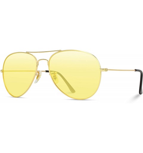 Rimless Classic Aviator Style Metal Frame Sunglasses Colored Lens - Gold Frame / Yellow Tinted Lens - CP182WEW7AS $17.03