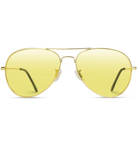 Rimless Classic Aviator Style Metal Frame Sunglasses Colored Lens - Gold Frame / Yellow Tinted Lens - CP182WEW7AS $17.03