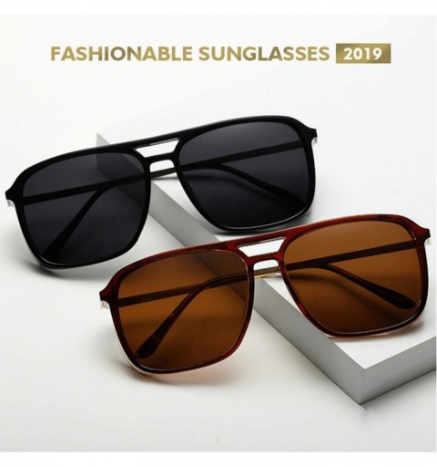 Square Polarized Sunglasses Men Square Retro Designer Sun Glasses Oculos Masculino Gafas De Goggle UV400 - Leopard - C7197Y6T...