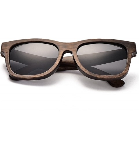 Wayfarer Bamboo Wood Polarized Sunglasses For Men & Women - Temple Carved Collection - CX188RIKO73 $31.04