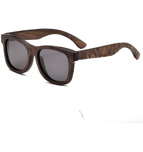 Wayfarer Bamboo Wood Polarized Sunglasses For Men & Women - Temple Carved Collection - CX188RIKO73 $31.04