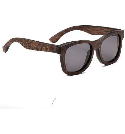Wayfarer Bamboo Wood Polarized Sunglasses For Men & Women - Temple Carved Collection - CX188RIKO73 $31.04