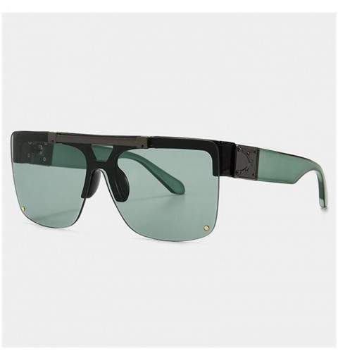 Oversized New Arrival 2020 Unisex Square Modern Vintage Flip Oversized Sunglasses Luxury Brand - C4 Gun Green - CP198UHOMQQ $...