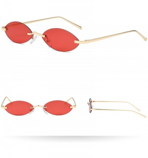 Semi-rimless Women Narrow Cat Eye Sun Glasses Designer Vintage Small Rimless Sunglasses UV400 Sunglass Shades Men Goggles - 2...
