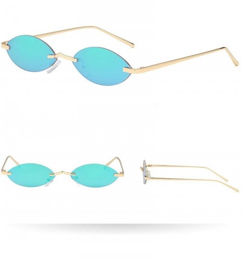 Semi-rimless Women Narrow Cat Eye Sun Glasses Designer Vintage Small Rimless Sunglasses UV400 Sunglass Shades Men Goggles - 2...