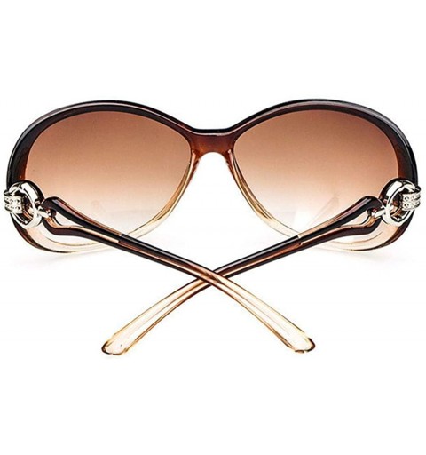 Oval Women Fashion Oval Shape UV400 Framed Sunglasses Sunglasses - Coffee - CW1987Y9OKD $20.30