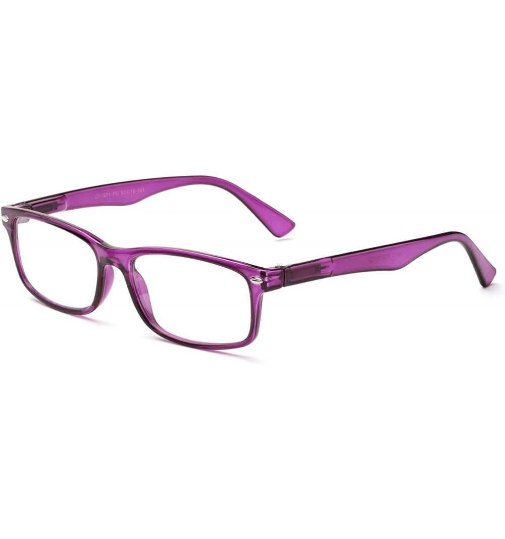 Rectangular Unisex Translucent Simple Design No Logo Clear Lens Glasses Squared Fashion Frames - Purple - CP12IEAVPFR $12.46