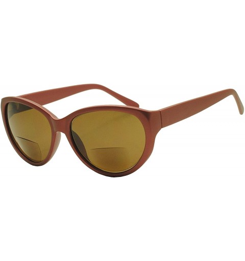 Oval Womens Small Oval Casual Bi-Focal Sun Readers Sunglasses Rx Power +150 - +300 - Burgundy (Style 1) - CD12MA71HP0 $12.29