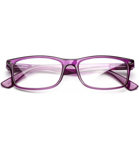 Rectangular Unisex Translucent Simple Design No Logo Clear Lens Glasses Squared Fashion Frames - Purple - CP12IEAVPFR $12.46