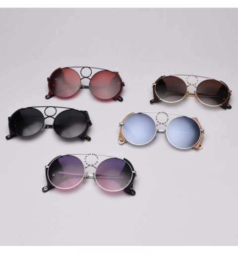 Round Retro Punk Sunglasses Women Polarized Metal Frame Vintage Round Sun Glasses for Men - Purple Pink - CY18AG9DM3I $8.42