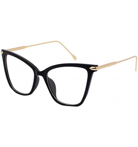 Goggle Polarized Sunglasses Fashion Cat Eye Frame Glasses for Women Men-Mirrored Lens Trendy Metal Eyewear - Bk - CZ196ILLN60...