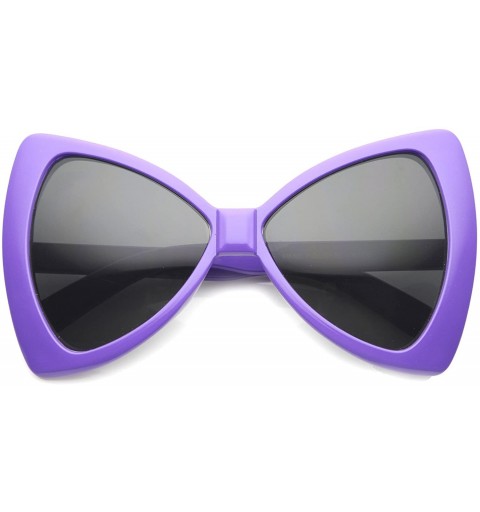 Butterfly Women's Colorful Oversize Large Bow Tie Shape Butterfly Sunglasses 60mm - Purple / Smoke - CH124K96DSL $11.01