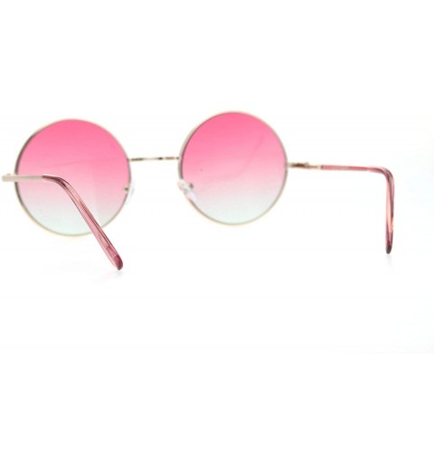 Round Mens Oceanic Gradient Hippie Round Circle Lens Metal Rim Sunglasses - Gold Pink Grey - CT18Q5M8C3C $9.74
