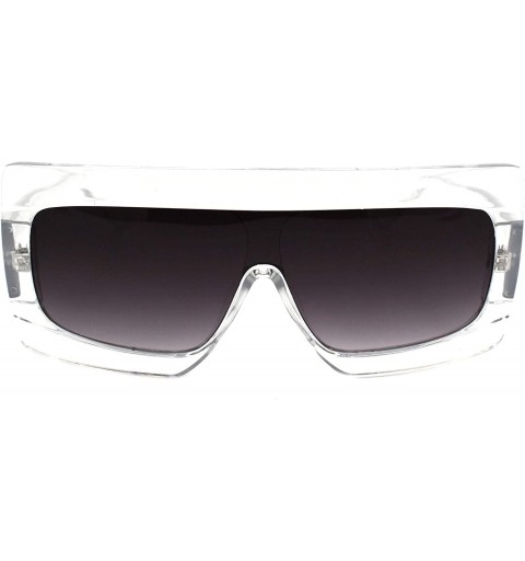 Oversized Super Oversized Sunglasses Futuristic Flat Top Shield Square Shades UV 400 - Clear (Smoke) - CQ19398TYOZ $9.08