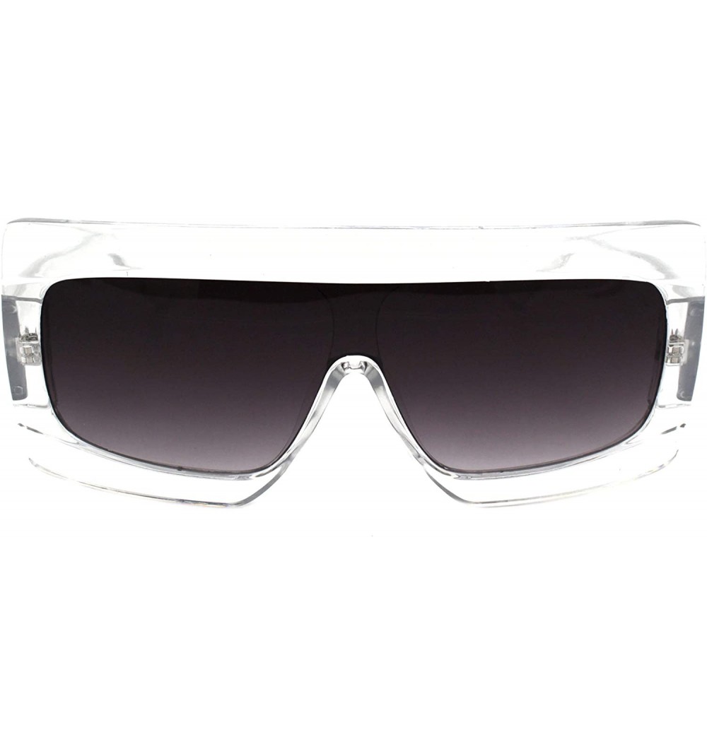 Oversized Super Oversized Sunglasses Futuristic Flat Top Shield Square Shades UV 400 - Clear (Smoke) - CQ19398TYOZ $9.08