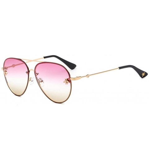 Rimless Pilot Brand Desidn Sunglasses For Women Sun Glasses Little Bee Decoration Eyewear Pink Gradient Lenses UV400 - C918RM...