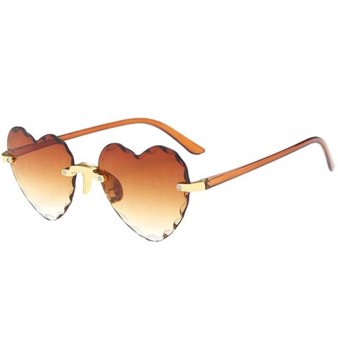 Aviator Polarized Sunglasses Fashion Transparent Frameless - Coffee - CP190R3NNS0 $9.37