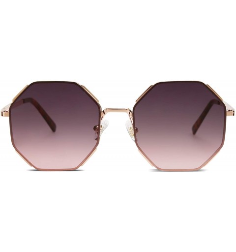 Shield Sunglasses for Women Polygon Sunglasses UV400 AURA SJ1128 - C4 Rose Gold Frame/Gradient Pinkish Lens - CZ193LMSNUC $41.59