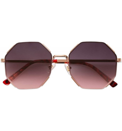Shield Sunglasses for Women Polygon Sunglasses UV400 AURA SJ1128 - C4 Rose Gold Frame/Gradient Pinkish Lens - CZ193LMSNUC $42.53