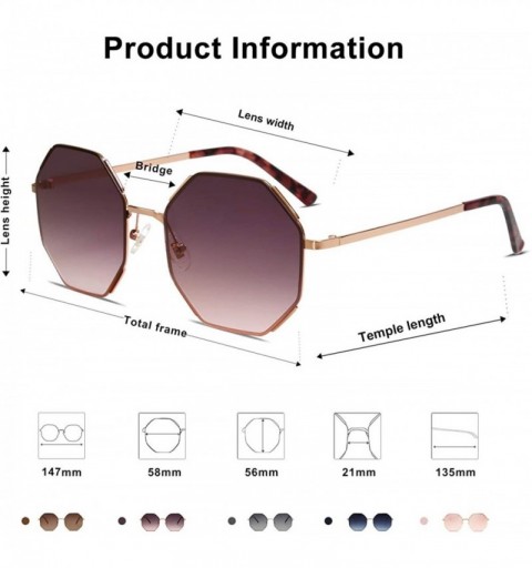 Shield Sunglasses for Women Polygon Sunglasses UV400 AURA SJ1128 - C4 Rose Gold Frame/Gradient Pinkish Lens - CZ193LMSNUC $17.49