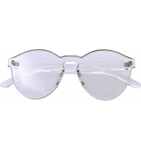 Rimless Womens Round Transparent Candy Sunglasses Sun Shades Men Luxury 8 Colors - Clear - CP18KXMW0DI $7.65