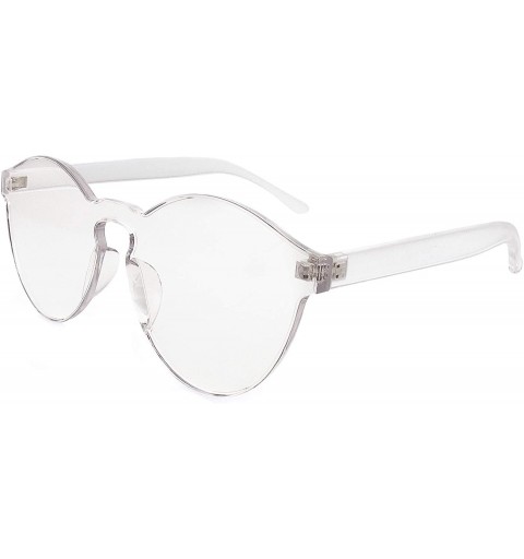 Rimless Womens Round Transparent Candy Sunglasses Sun Shades Men Luxury 8 Colors - Clear - CP18KXMW0DI $7.65