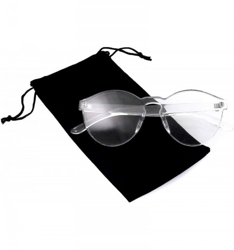 Rimless Womens Round Transparent Candy Sunglasses Sun Shades Men Luxury 8 Colors - Clear - CP18KXMW0DI $7.65