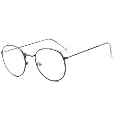 Goggle Clear lens Glasses Metal Vintage Retro Fashion Eyewear for Men and women - Gun Ash - CJ18CKA3XWU $21.09