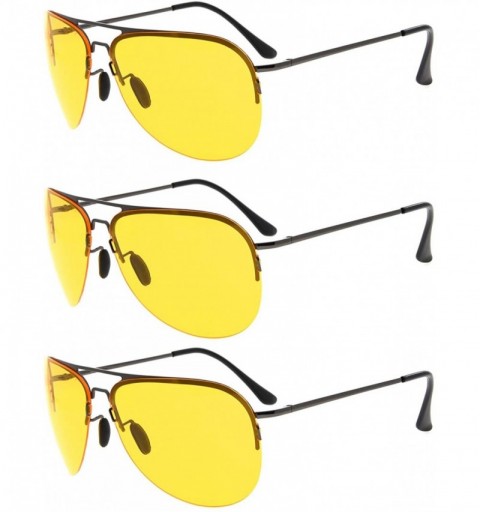 Rectangular 3 Pack Driving Sunglasses Day and Night Vision Glasses Men Women - 3861-yellow - C218QY24QAY $28.14
