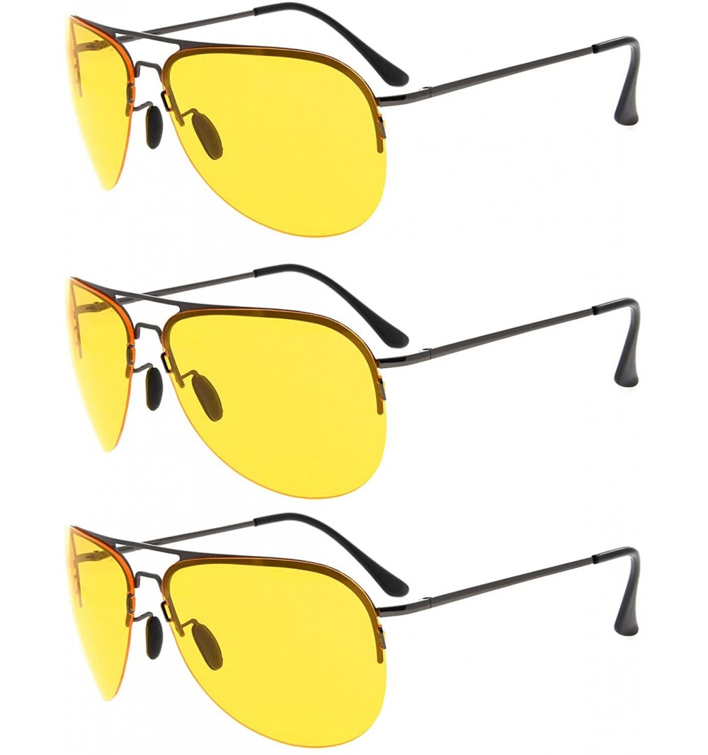 Rectangular 3 Pack Driving Sunglasses Day and Night Vision Glasses Men Women - 3861-yellow - C218QY24QAY $15.38