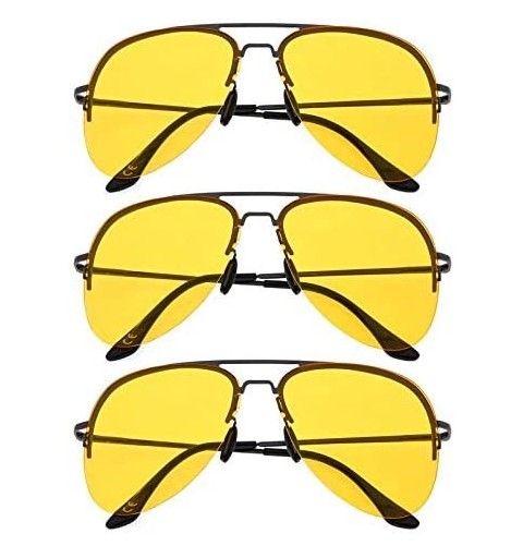 Rectangular 3 Pack Driving Sunglasses Day and Night Vision Glasses Men Women - 3861-yellow - C218QY24QAY $15.38