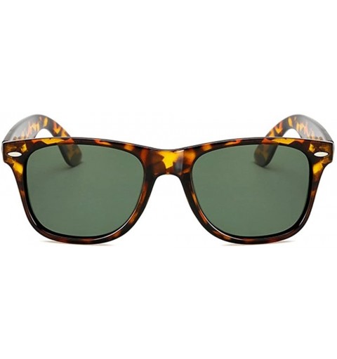 Square Polarized Sunglasses Classic Square Unisex Transparent Frame Glasses - Leopard - CA18GEW25Q7 $10.91