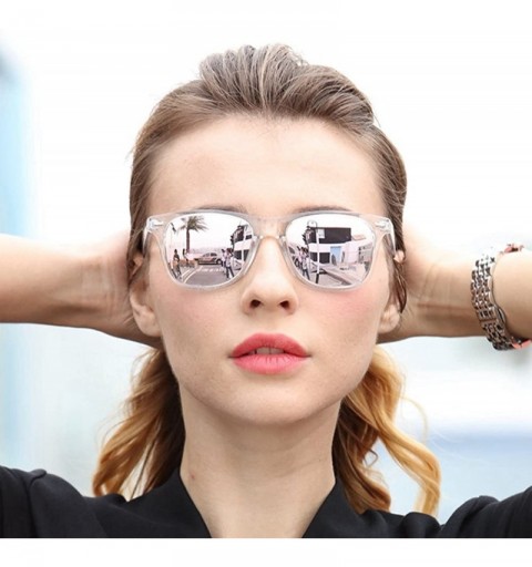 Square Polarized Sunglasses Classic Square Unisex Transparent Frame Glasses - Leopard - CA18GEW25Q7 $10.91