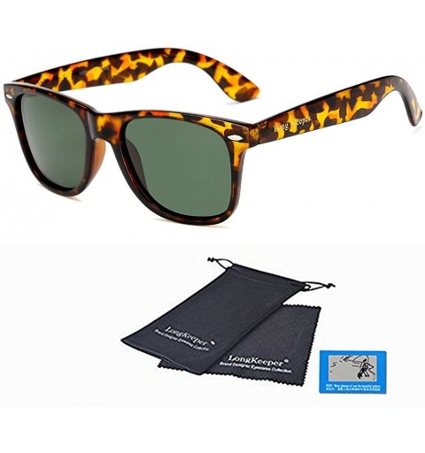 Square Polarized Sunglasses Classic Square Unisex Transparent Frame Glasses - Leopard - CA18GEW25Q7 $10.91