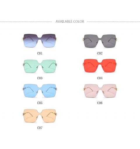Oversized Candy Color Rimless Pink Unisex Sunglasses Women Vintage Shades Oversized Square Men Green Blue Summer Sunglasses -...