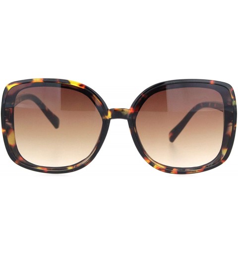 Rectangular Womens Squared Horn Rim Luxury Panel Lens Sunglasses - Tortoise Gradient Brown - C418NUUKCN4 $12.96