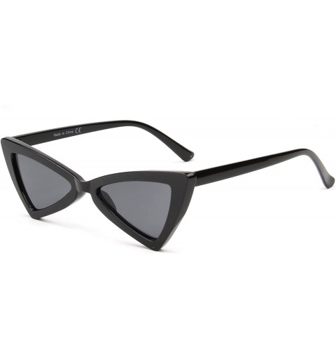 Cat Eye Women Retro Vintage High Pointed Triangle Cat Eye Sunglasses - Black - CF18IGMEDKN $8.26