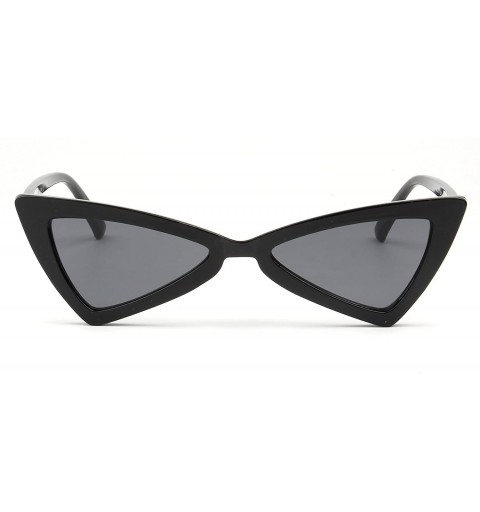 Cat Eye Women Retro Vintage High Pointed Triangle Cat Eye Sunglasses - Black - CF18IGMEDKN $8.26