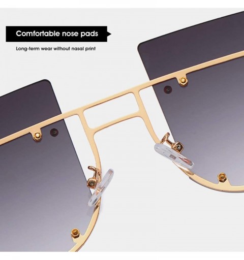Oval Hipster Square Sunglasses-Owersized Shade Glasses-Rimless Metal-Mirrored Lens - E - CA190ECS063 $25.55